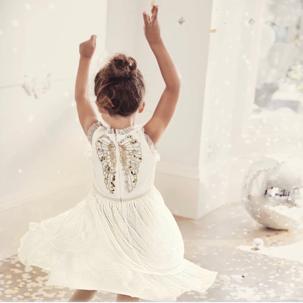 NWT Mini Boden Cream/White Angel Dress 6-7